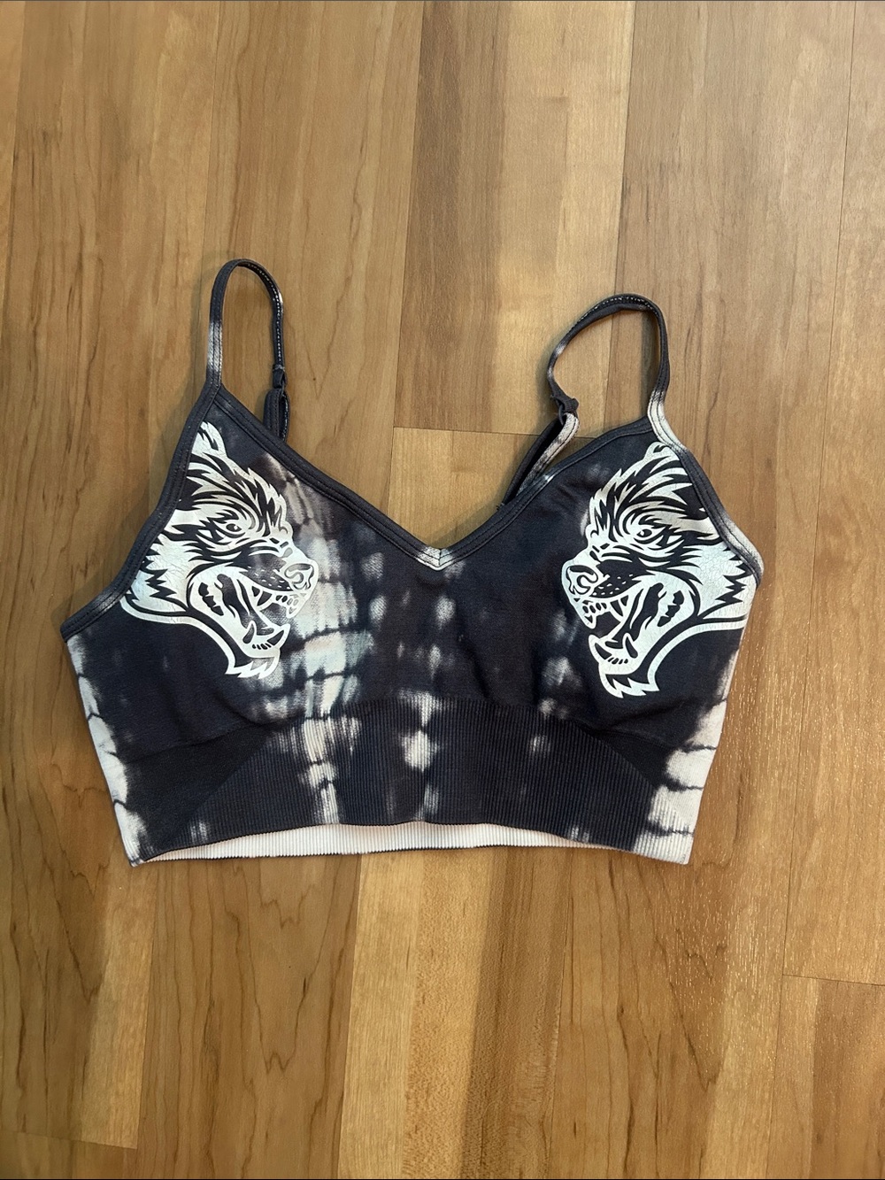 Darc Sport Black & White Tie-Dye Tiger Print Sports Bra